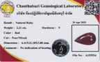 Laboratory report for GLC 2.21ct Pear Natural Red Ruby - Unheated Madagascar Gemstone