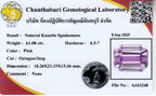 Laboratory report for GLC CERTIFIED Massive! 61.08ct IF Octagon Natural Pink Kunzite - Perfect Gem