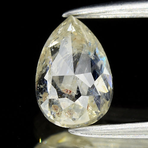 0.73ct 7x4.5mm Pear Rose Cut Natural Untreated Fancy Light Yellow Diamond I1 — view 1