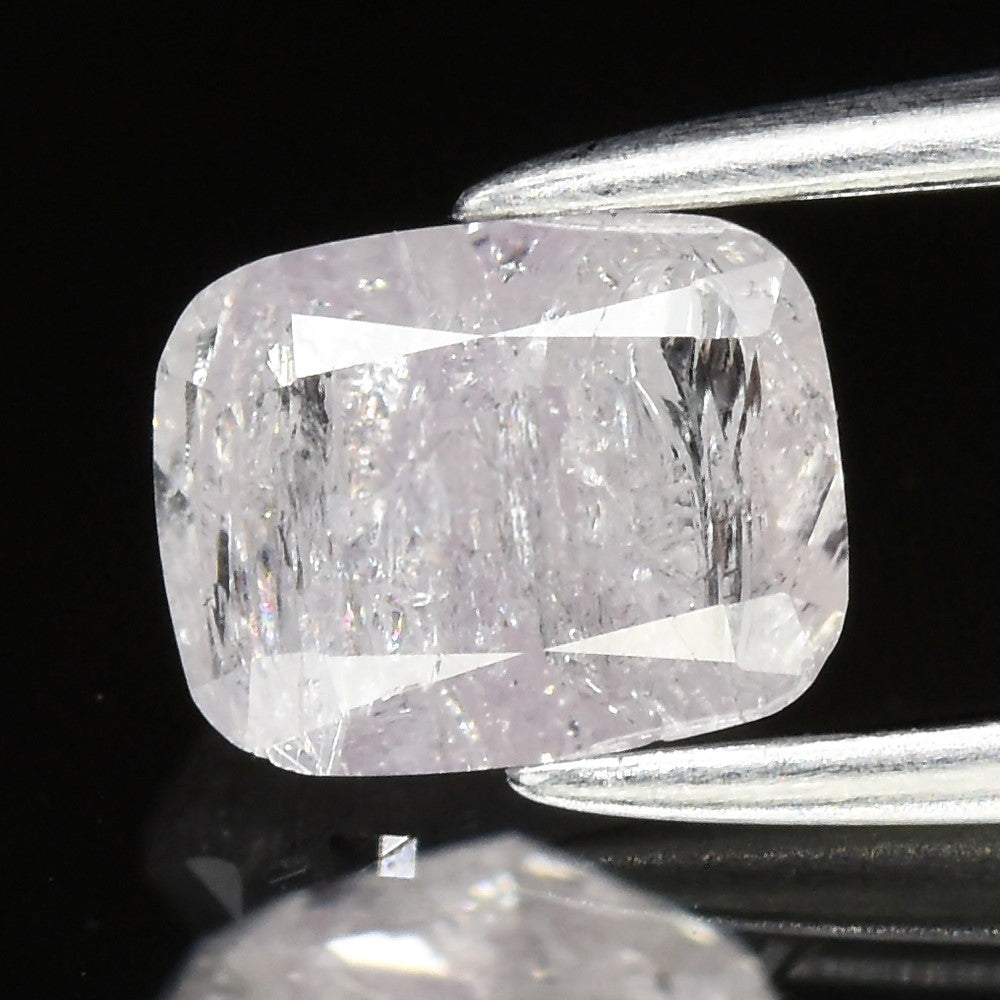 0.85ct 5.8x4.5mm Cushion Natural Untreated Fancy Light Pink Purple Diamond I2 — view 1