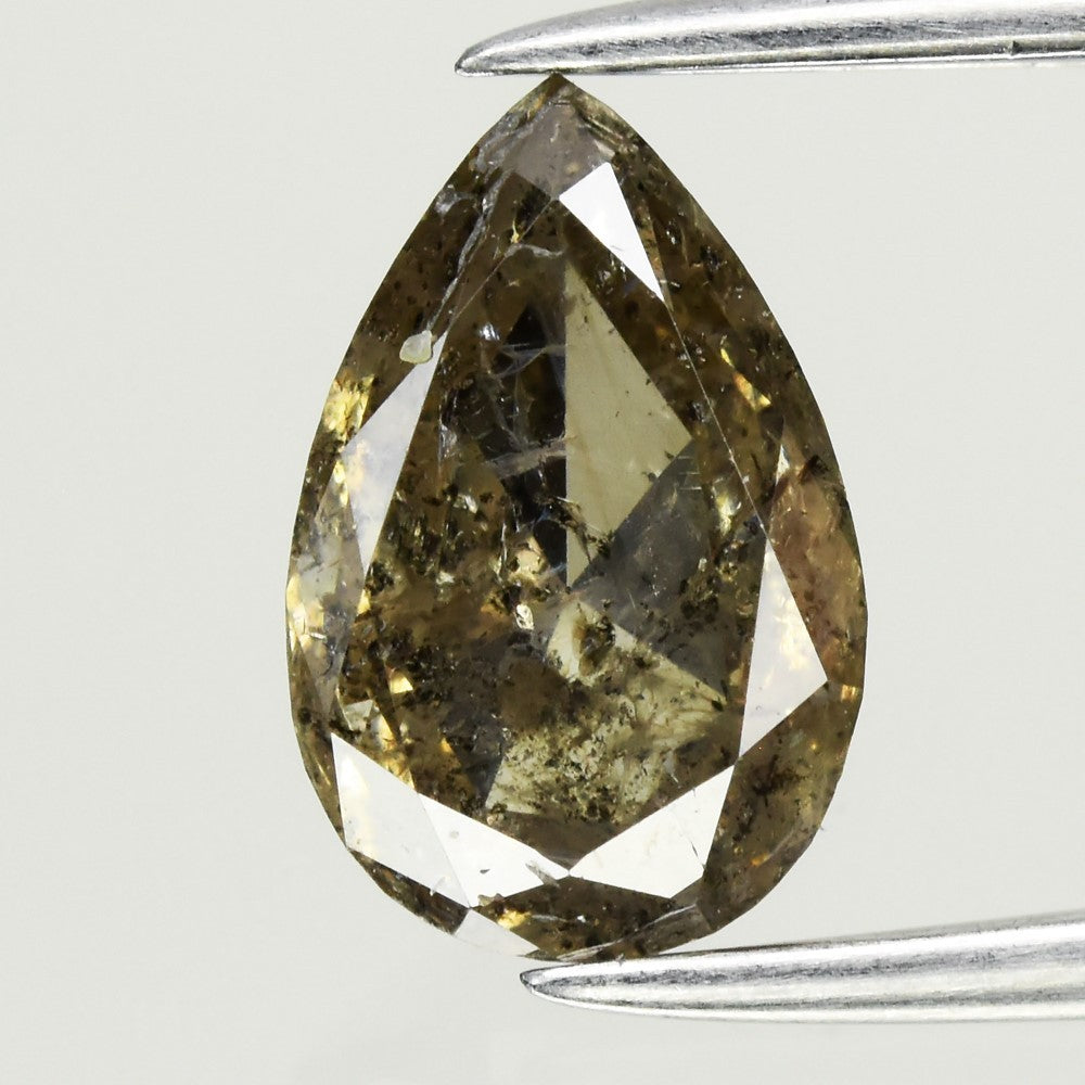 1.07ct Pear Natural Untreated Fancy Galaxy Champagne Salt & Pepper Diamond I1 — view 1
