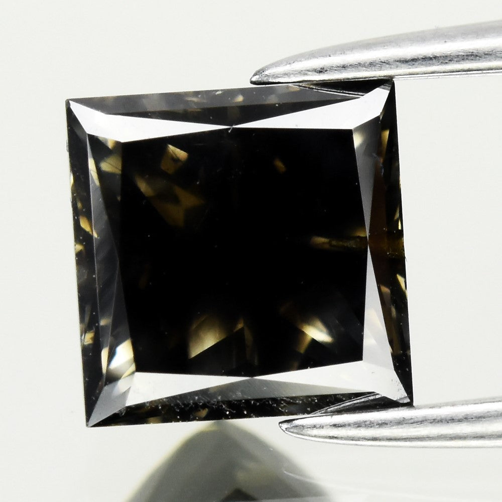 1.31ct 6mm Square Princess Natural Untreated Fancy Deep Grey Diamond SI2 — view 1