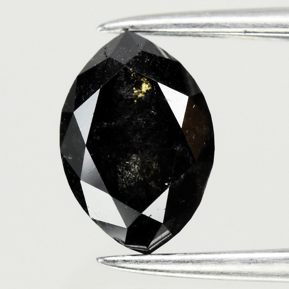 1.35ct 8x5.5mm Marquise Natural Untreated AAA Fancy Jet Black Diamond I1 — view 1