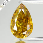 GIA Report 1.38ct Pear Natural Untreated Fancy Deep Brown Yellow Diamond SI2