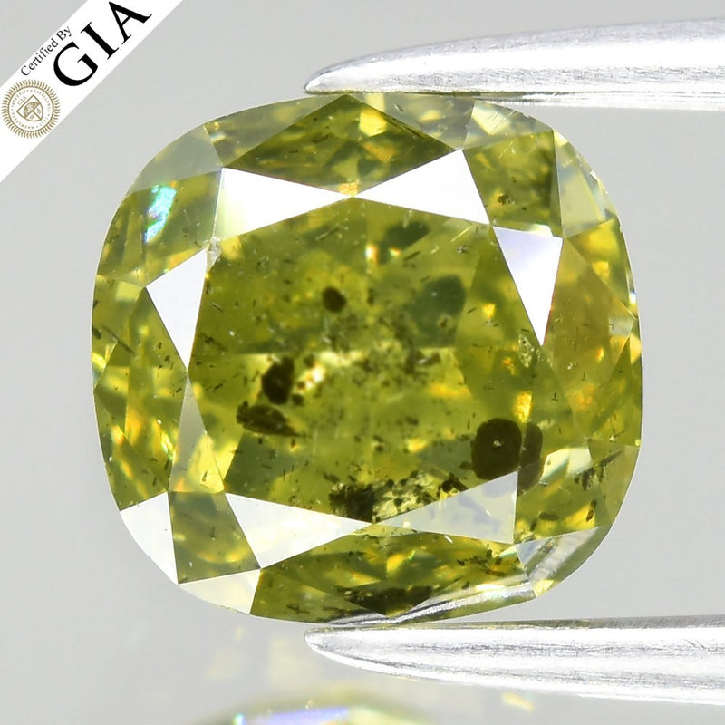 GIA Report 1.47ct Natural Untreated Fancy Dark Brown Greenish Yellow Diamond