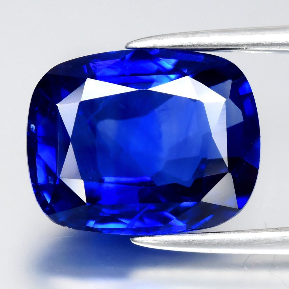 3.57ct Cushion Natural Royal Bright Blue Sapphire - Heated, Elegant Gemstone