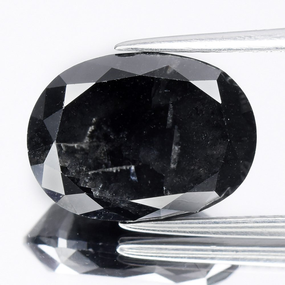 7.43ct Oval Natural Untreated Fancy Jet Black Diamond Opaque (AAA)