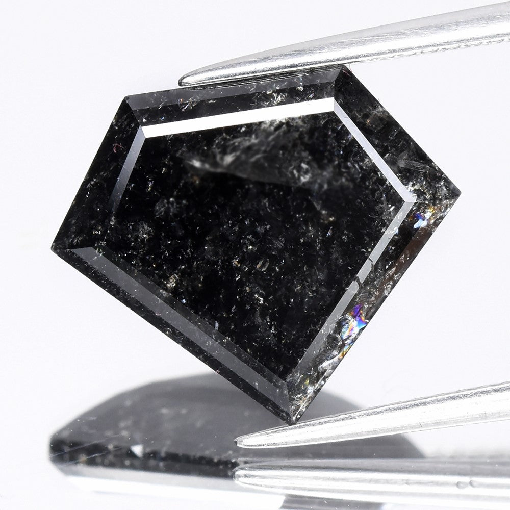 7.58ct Superman Cut Natural Untreated Fancy Salt & Pepper Diamond Opaque (AAA)