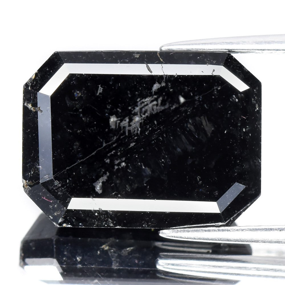 14.55ct Emerald Cut Natural Untreated Fancy Jet Black Diamond Opaque (AA)