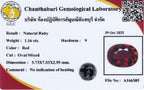 Laboratory report for GLC CERTIFIED 1.16ct VS Oval Natural Red Ruby - Unheated, Mozambique Gemstone