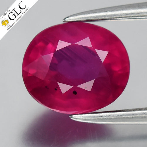GLC CERTIFIED 1.11ct VS Oval Natural Purple Red Ruby - Unheated Mozambique Gem — view 1