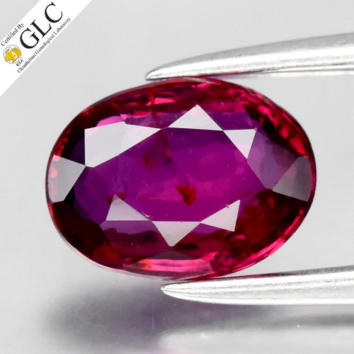 GLC CERTIFIED 1.01ct VS Oval Natural Purple Red Ruby - Unheated Mozambique Gem — view 1