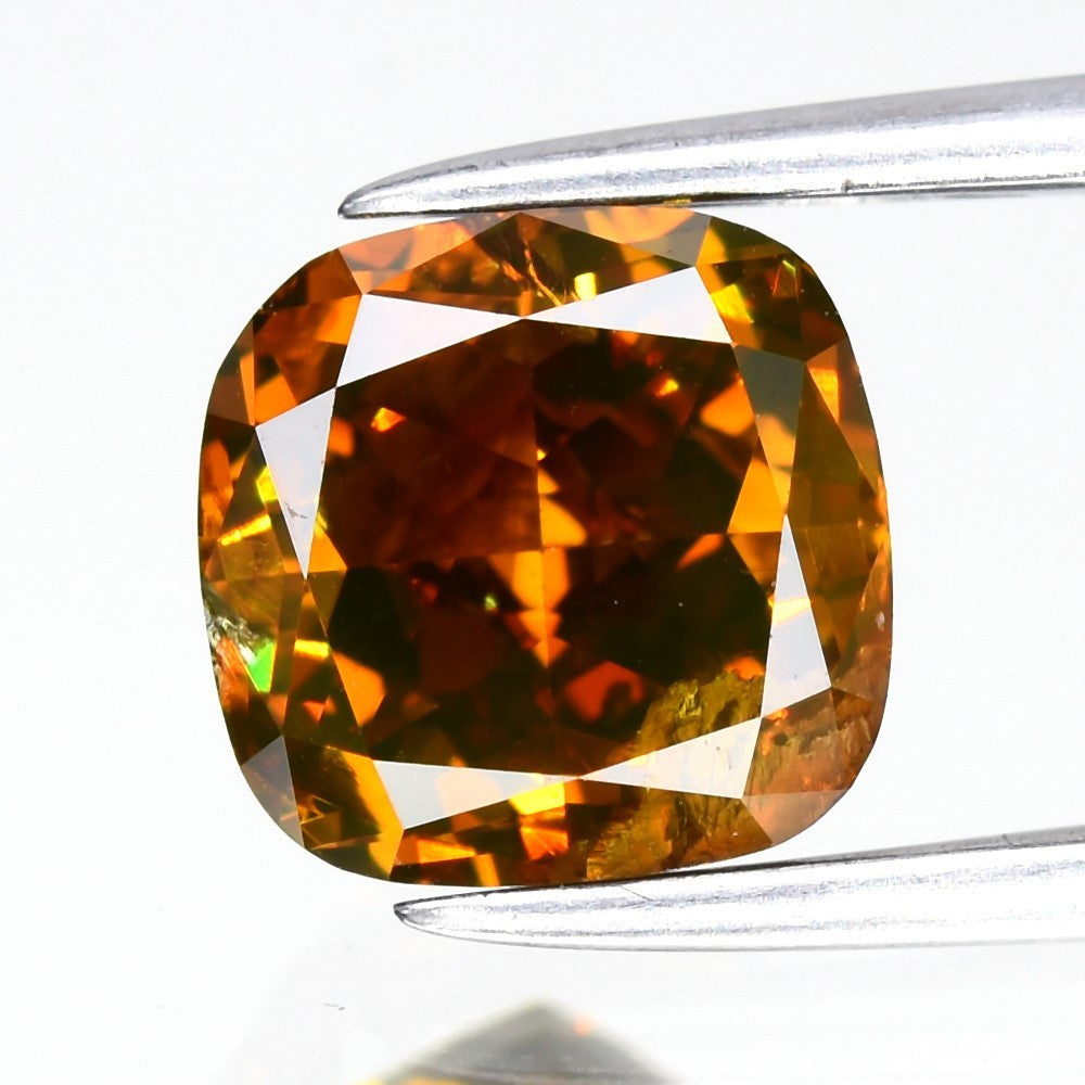 2.11ct Cushion Natural Untreated Fancy Deep Reddish Orange Diamond SI1