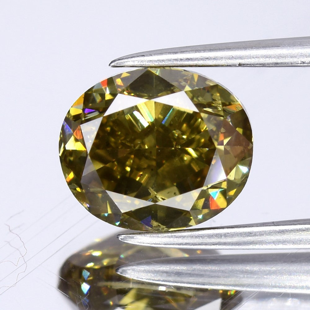 2.03ct 7.93x6.67mm Oval Natural Untreated Fancy Yellow Champagne Diamond SI1