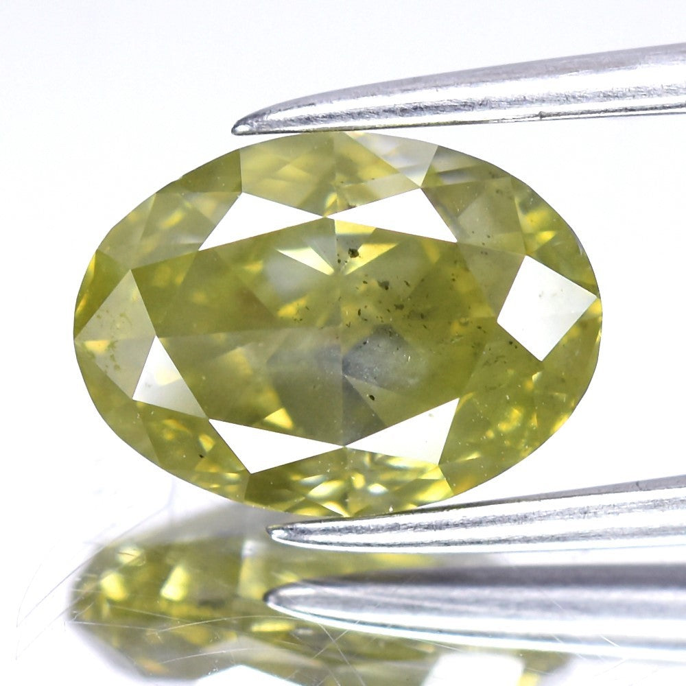 2.05ct 9.07x6.6mm Oval Natural Untreated Fancy Greenish Yellow Diamond SI2
