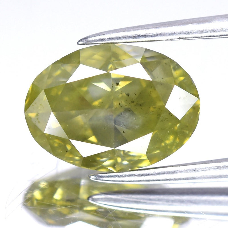 2.05ct 9.07x6.6mm Oval Natural Untreated Fancy Greenish Yellow Diamond SI2