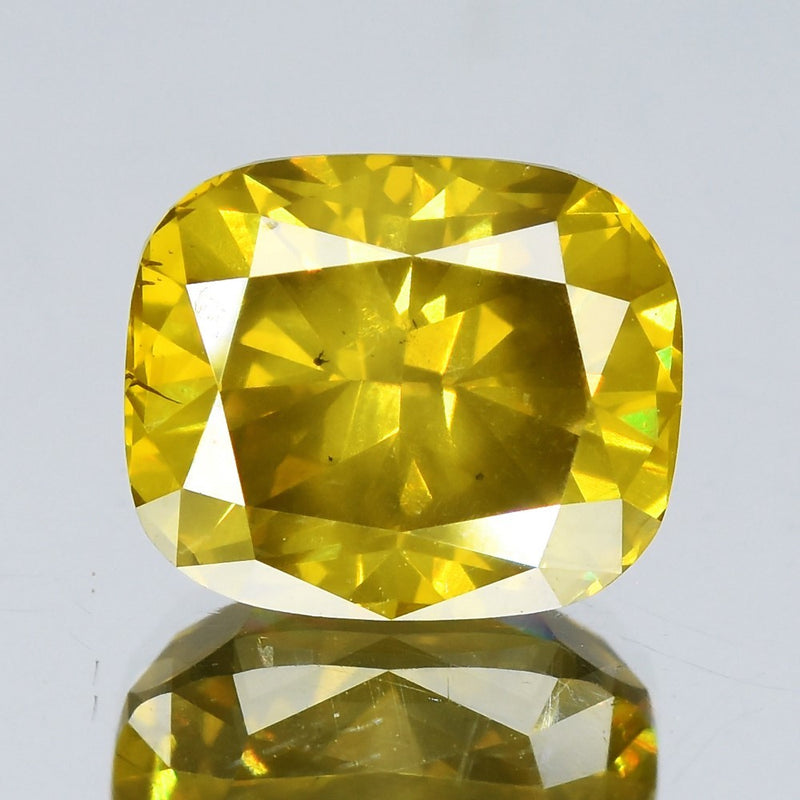 2.05ct 7.75x6.48mm Cushion Natural Treated Fancy Yellow Diamond SI1 Africa