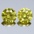 Pair 2pcs/2.08ct Round Brilliant Natural Treated Fancy Intense Yellow Diamond