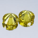 Pair 2pcs/2.03ct Round Brilliant Natural Treated Fancy Intense Yellow Diamond