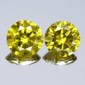 Pair 2pcs/2.05ct Round Brilliant Natural Treated Fancy Intense Yellow Diamond