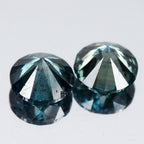 Pair 2p/1.98ct Round Brilliant Natural Treated Fancy Bluish Green Diamond SI1
