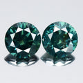 Pair 2p/2.05ct Round Brilliant Natural Fancy Treated Bluish Green Diamond SI2