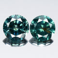 Pair 2p/2.20ct Round Brilliant Natural Treated Fancy Bluish Green Diamond SI2
