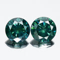Pair 2p/2.08ct Round Brilliant Natural Treated Fancy Bluish Green Diamond SI2