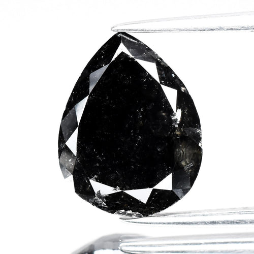 4.90ct 12.77x9.87mm Pear Natural Treated Fancy Jet Black Diamond Opaque (AAA) — view 1