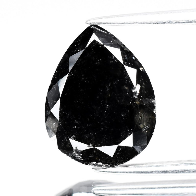 4.90ct 12.77x9.87mm Pear Natural Treated Fancy Jet Black Diamond Opaque (AAA)