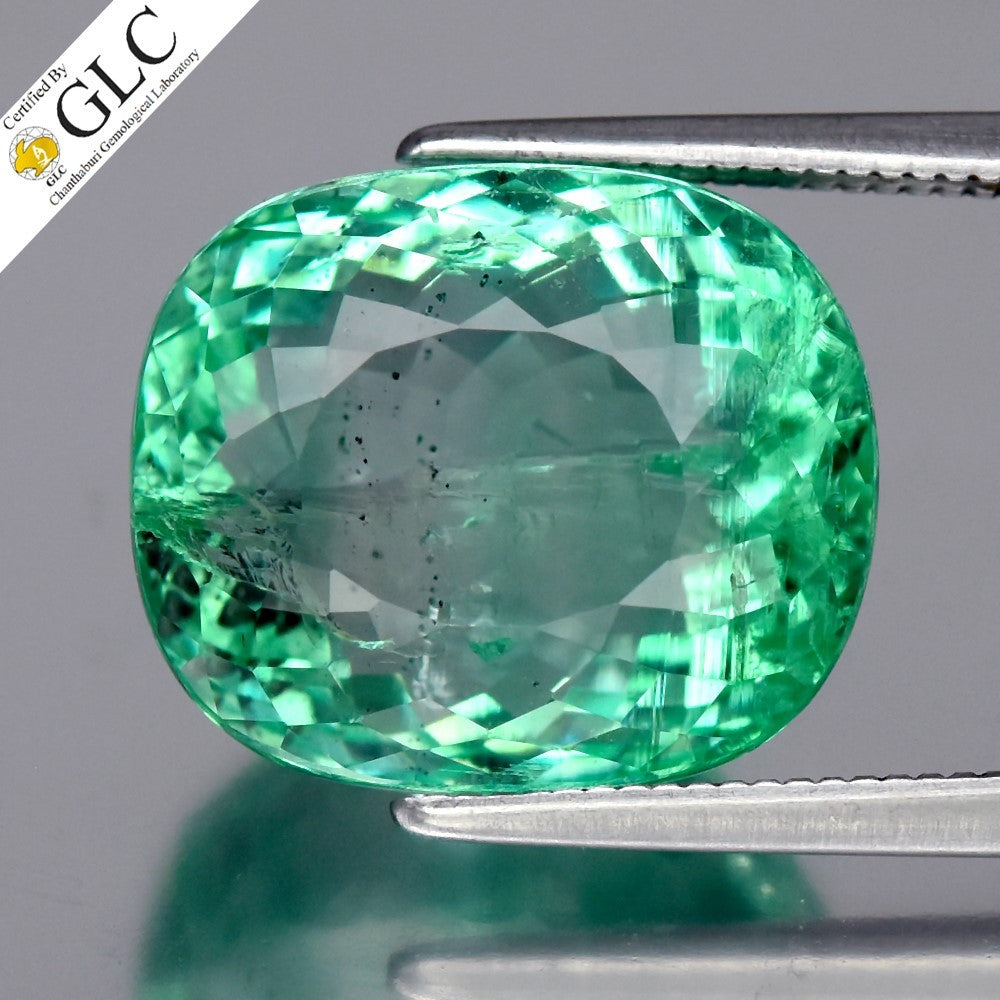 GLC CERTIFIED 11.17ct Cushion Natural Bluish Green Emerald - Colombia Gemstone