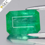 GLC CERTIFIED 0.95ct Octagon Natural Green Emerald - Colombia Gemstone — view 1