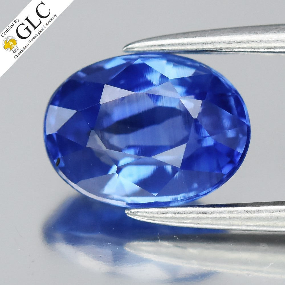 GLC CERTIFIED 1.28ct VVS Oval Natural Blue Sapphire - Unheated, Africa Gem — view 1