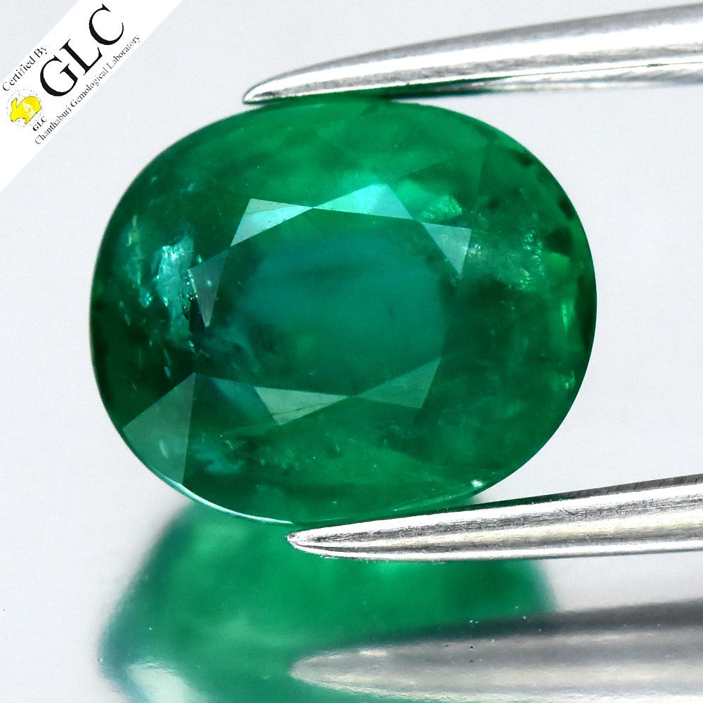 GLC CERTIFIED 2.05ct Oval Natural Green Emerald - Colombia Gemstone