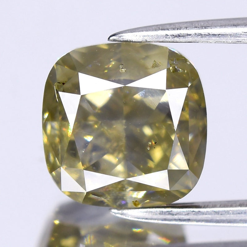 2.01ct 6.63x6.31mm Cushion Natural Untreated Fancy Yellowish Gray Diamond SI1
