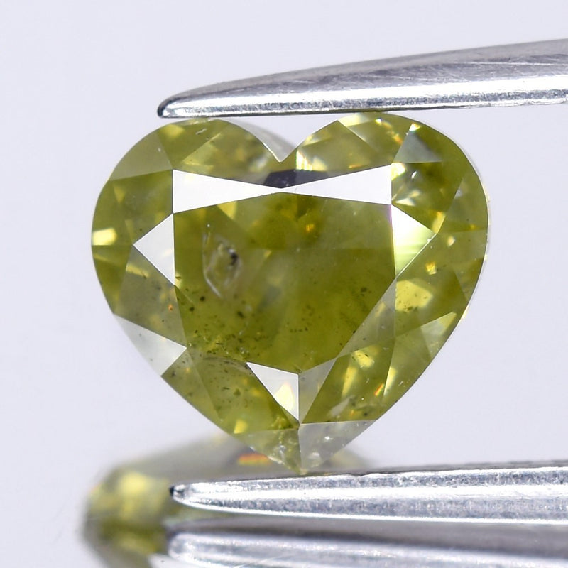 2.03ct 8.08x7.28mm Heart Natural Untreated Fancy Yellowish Green Diamond SI2