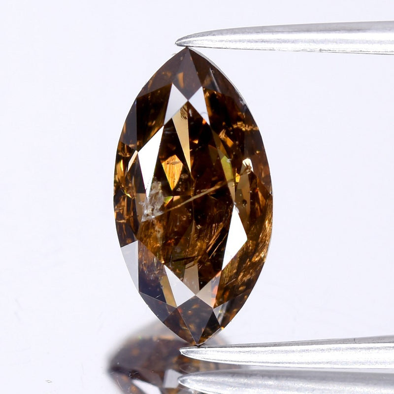 2.11ct Marquise Natural Untreated Fancy Deep Orange Cognac Diamond I1