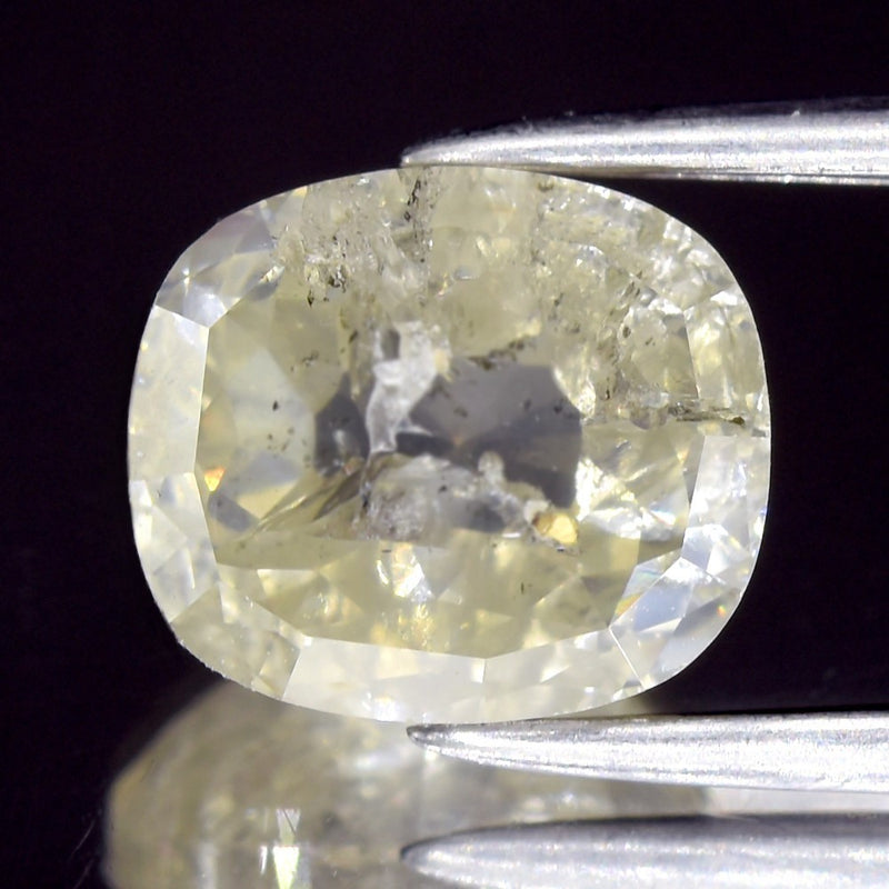 2.32ct Oval Cabochon Natural Untreated White H Color Faceted Diamond SI2