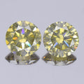 Pair 2p/2.05ct Round Brilliant Natural Untreated Fancy Greenish Yellow Diamond