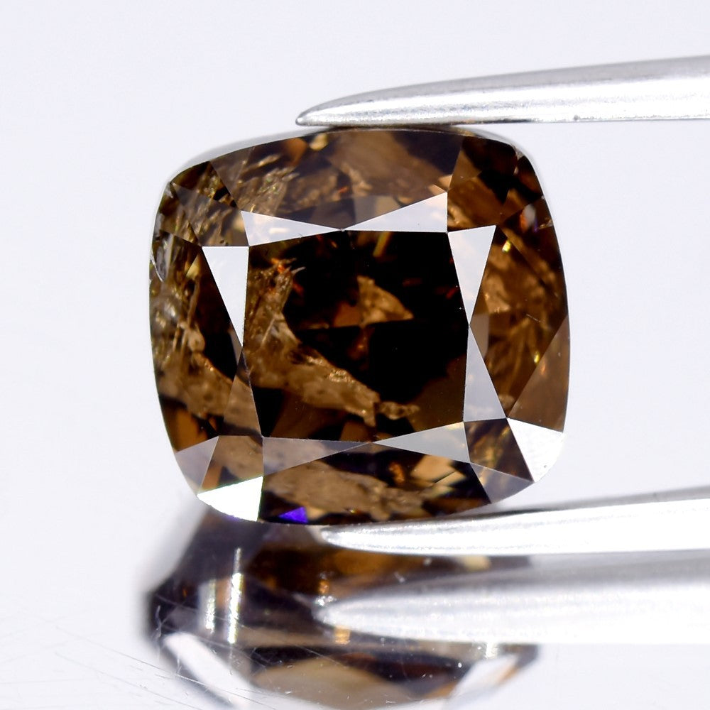 3.49ct Cushion Natural Untreated Fancy Deep Orange Cognac Diamond SI2