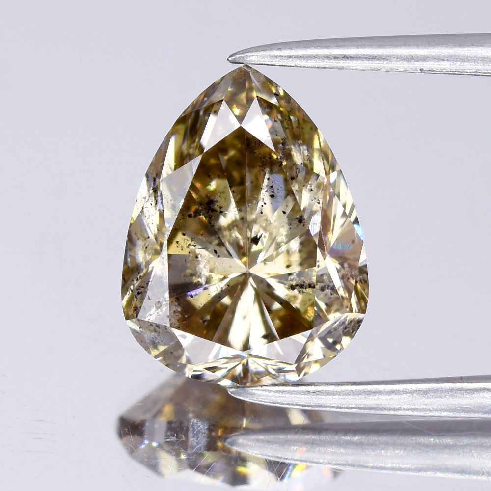 1.86ct 8.78x6.78mm Pear Natural Untreated Fancy Orangy Champagne Diamond SI2