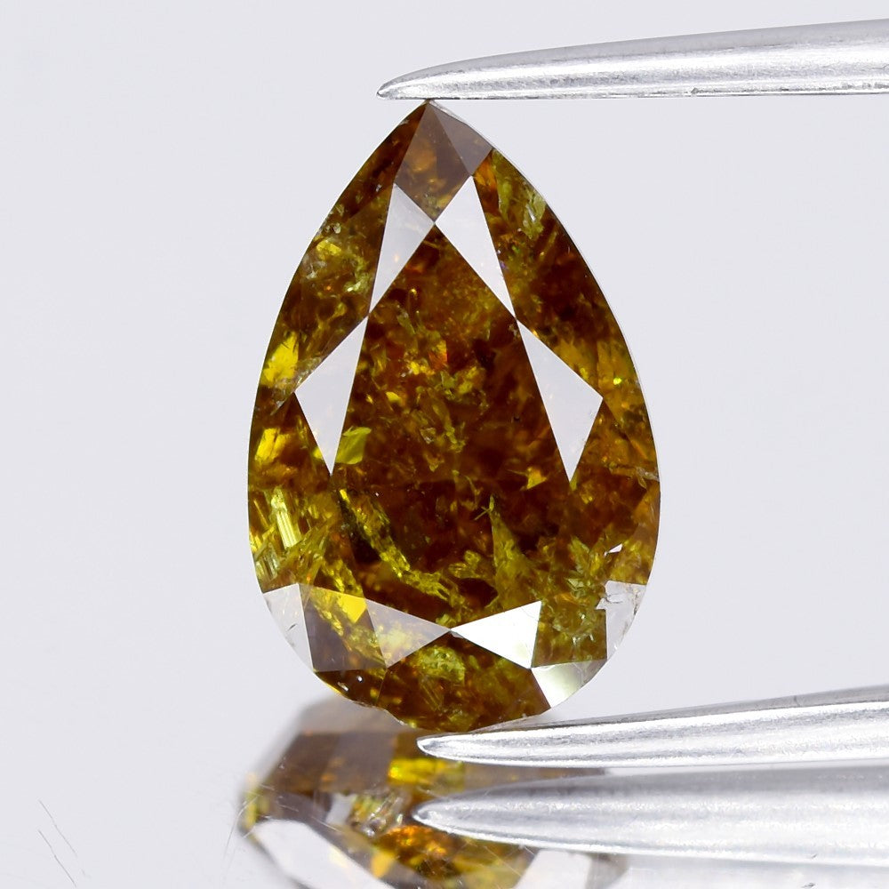 2.63ct Pear Natural Untreated Fancy Deep Brownish Yellow-Orange Diamond I1