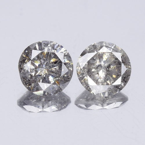 Pair 2pcs/1.24ct Round Brilliant Natural Fancy Galaxy Salt &amp; Pepper Diamond — view 1