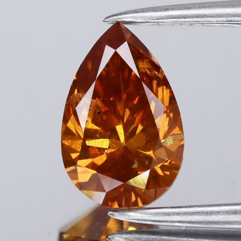 1.01ct Pear Natural Treated Fancy Intense Orangy Pink Diamond SI1 Africa
