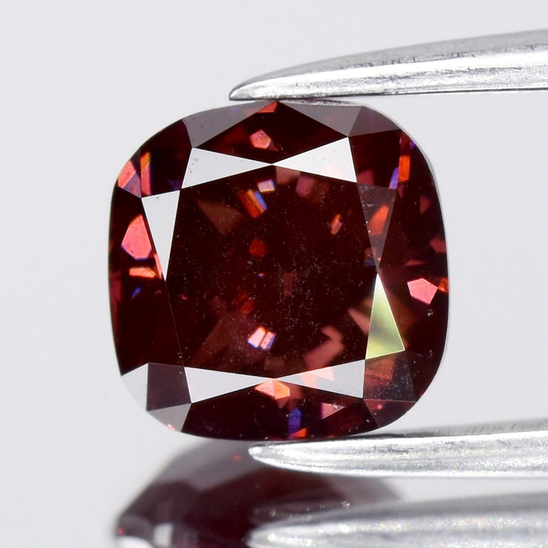 1.01ct 5.72x5.69mm Cushion Natural Treated Fancy Deep Red Purple Diamond VS1