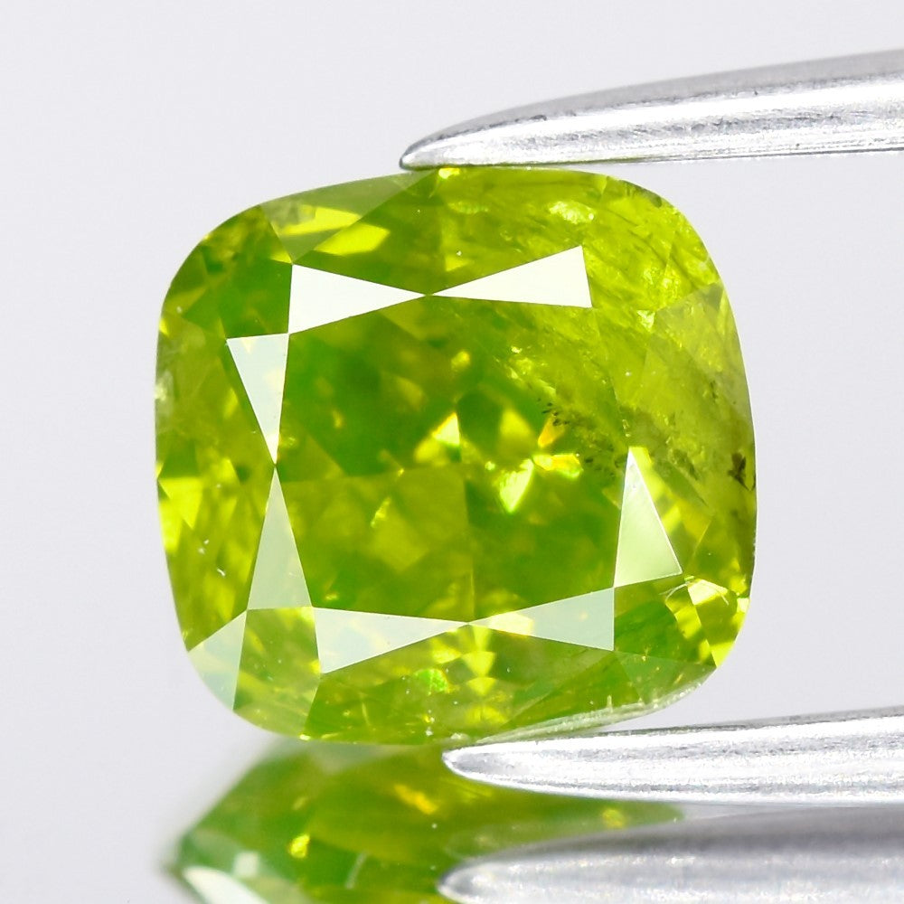 1.01ct Cushion Natural Treated Fancy Intense Yellow Green Diamond I1 Africa