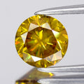 0.90ct 6mm Round Brilliant Natural Treated Fancy Yellow Orange Diamond SI1