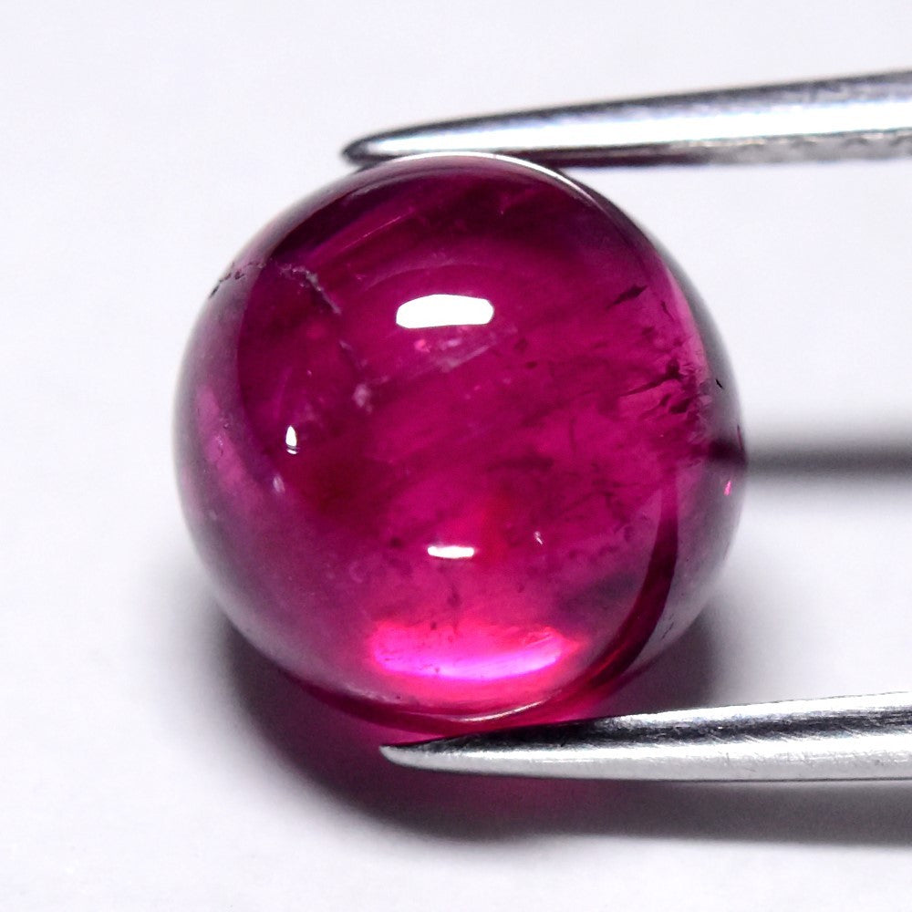5.03ct Semi Round Cabochon Natural Rubellite Tourmaline - Unheated, Gemstone