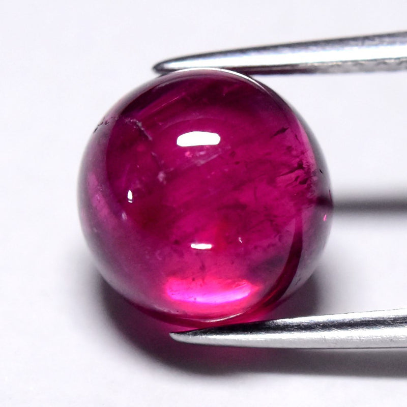 5.03ct Semi Round Cabochon Natural Rubellite Tourmaline - Unheated, Gemstone