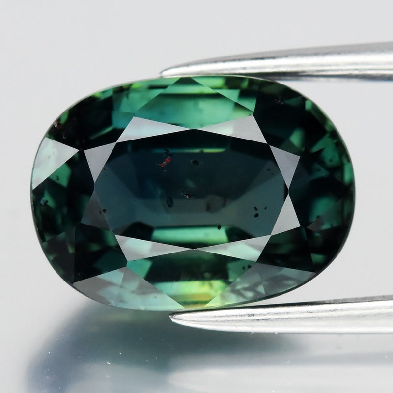 4.00ct VS Oval Natural Bluish Green Sapphire - Unheated, Tanzania Gemstone